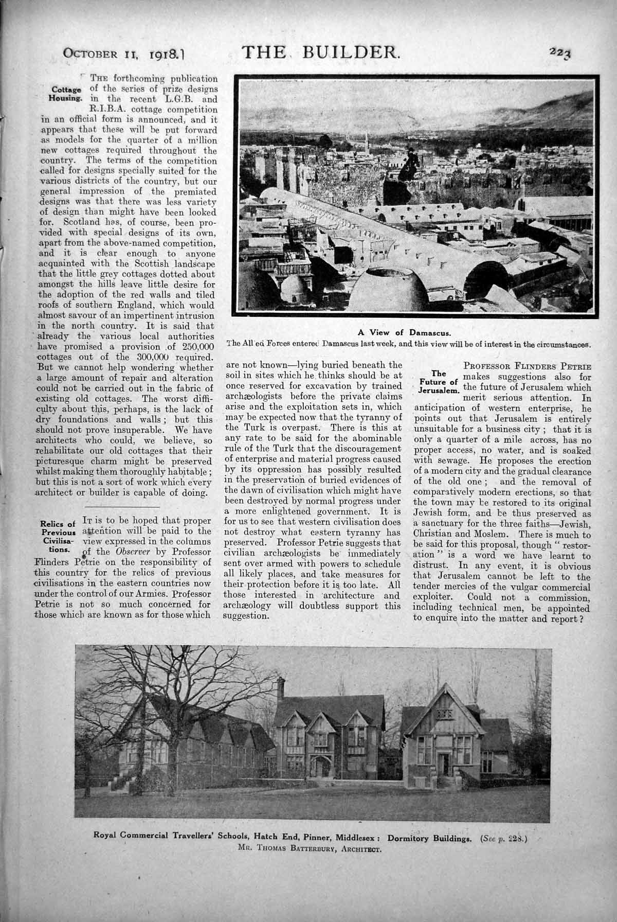 Antique Print Damascus Rct Schools Pinner Borough Wigan New Town Plan 1918 20th