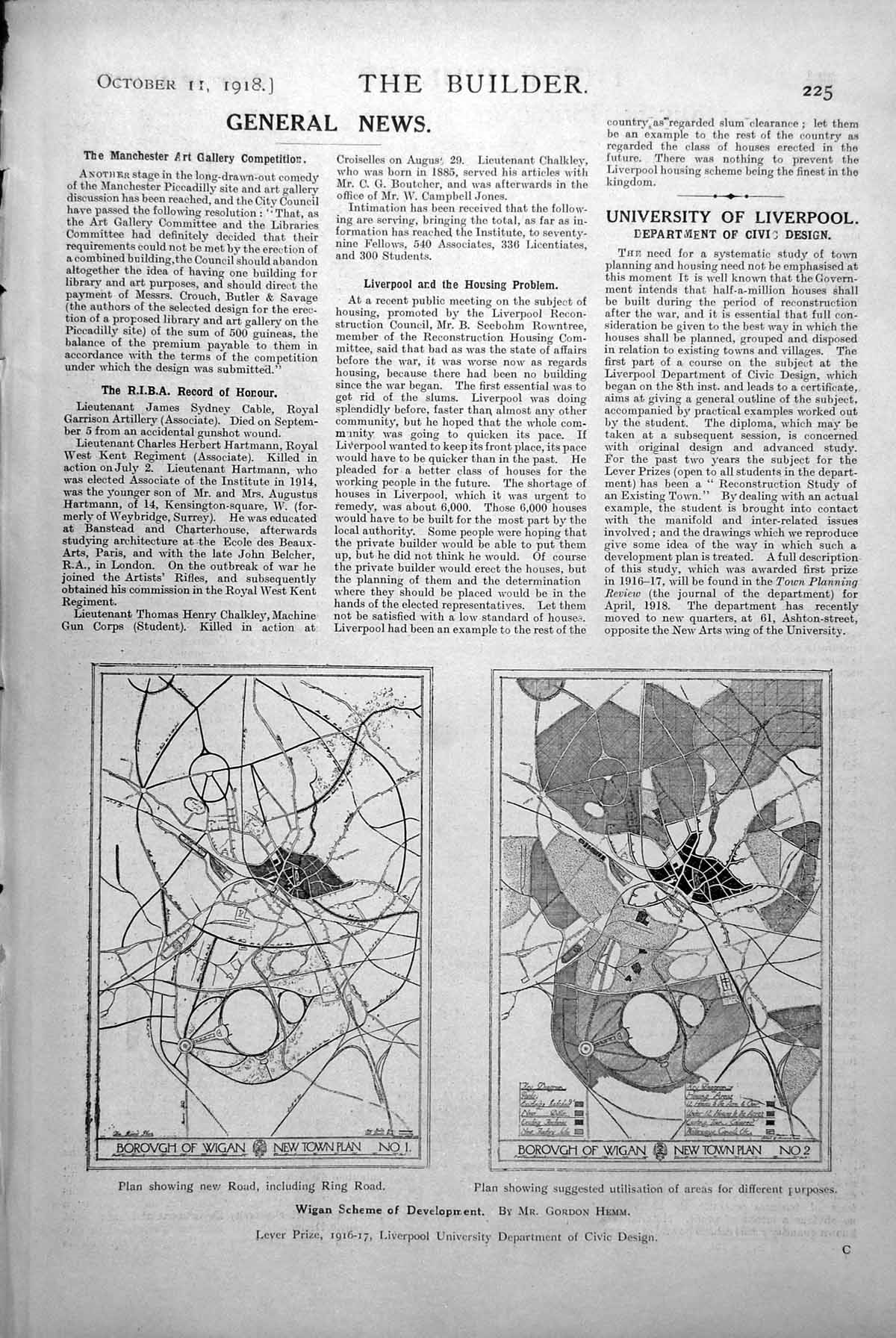 Original Old Vintage Print Borough Wigan New Town Plan Including Ring Road 1918