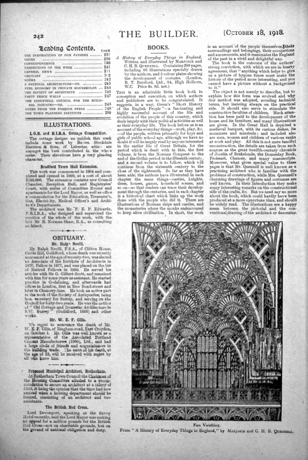 Old Vintage Print Fan Vaulting Interior View Complex Stained Glass 1918 20th