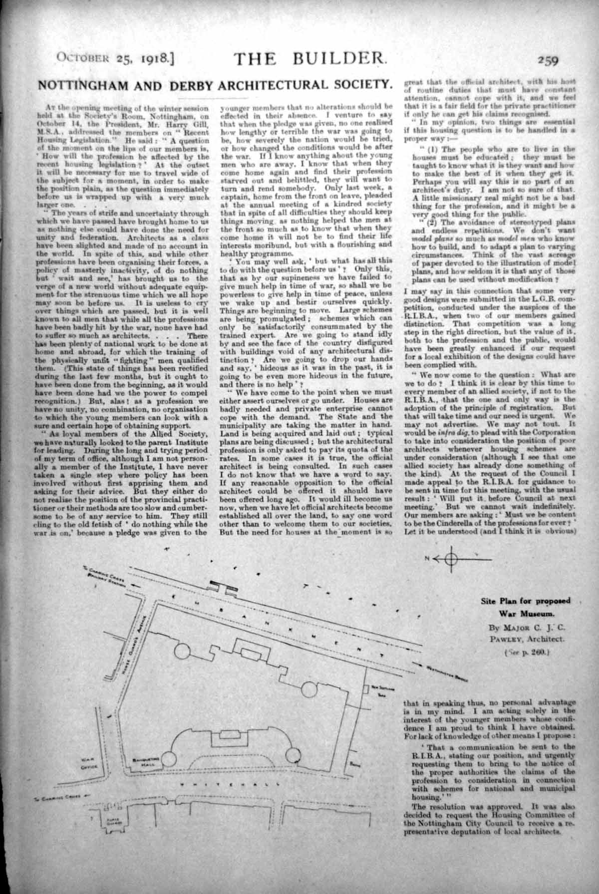 Antique Old Print Site Plan For Proposed War Museum Cjc Pawley Architect 1918