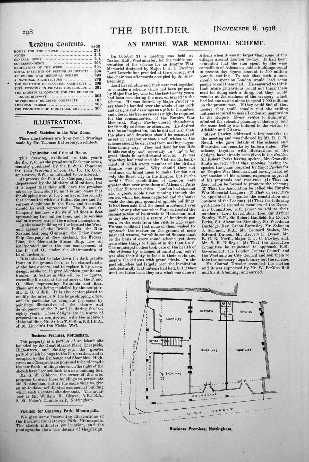 Antique Print Business Premises Nottingham Cheapside High Street Plans 1918
