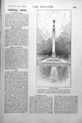 Original Old Vintage Print A Peace Souvenir Statue Column Memorial 1918 20th
