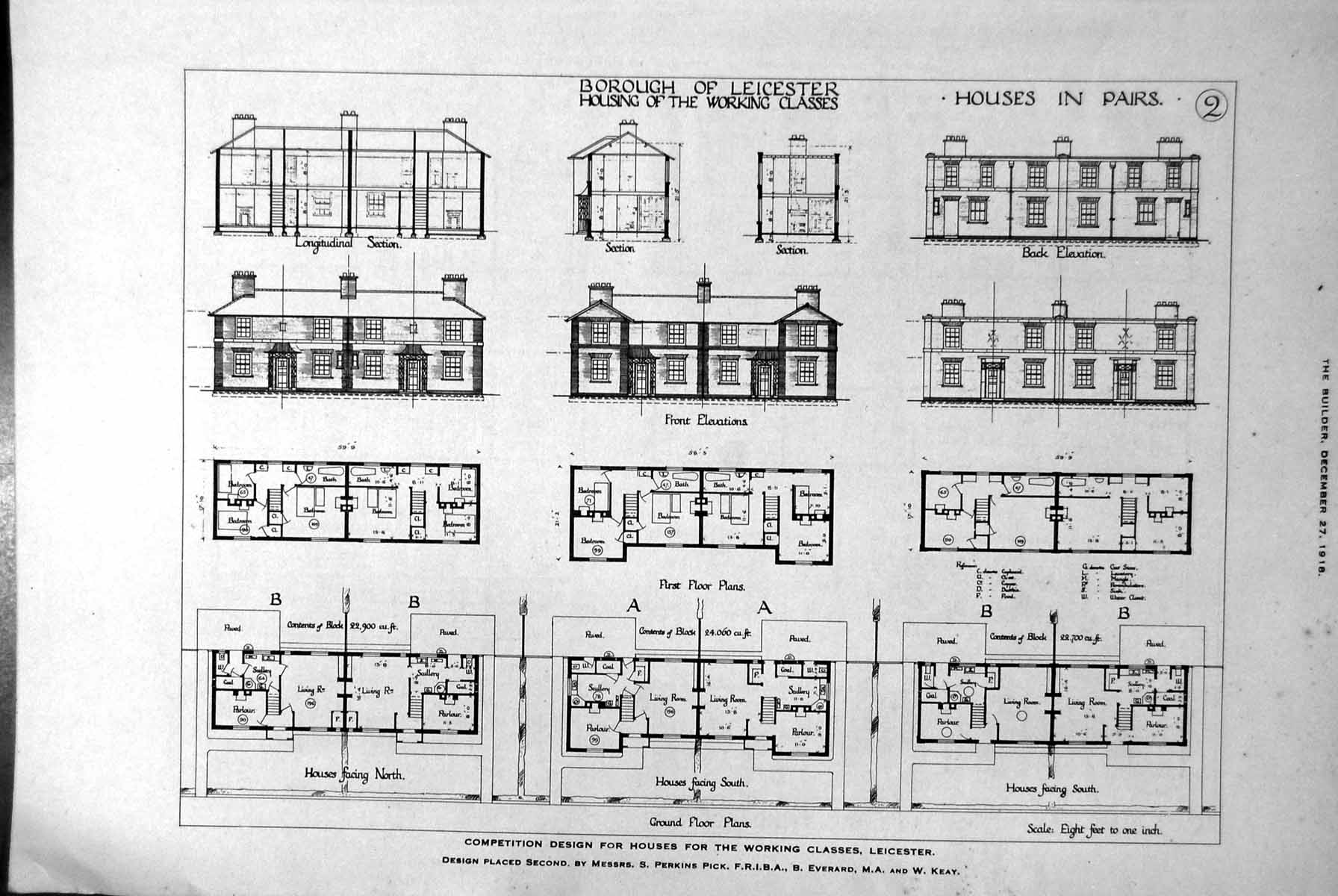 Old Print Design Houses Working Classes Leicester Plans Competition 1918 20th