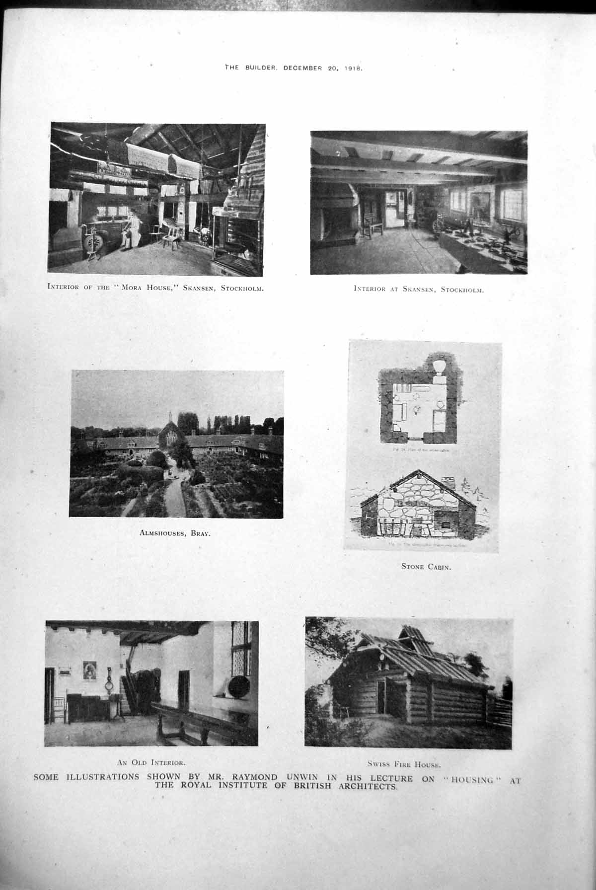Antique Print R Unwin Housing Styles War Memorial Avenue Bridge London 1918
