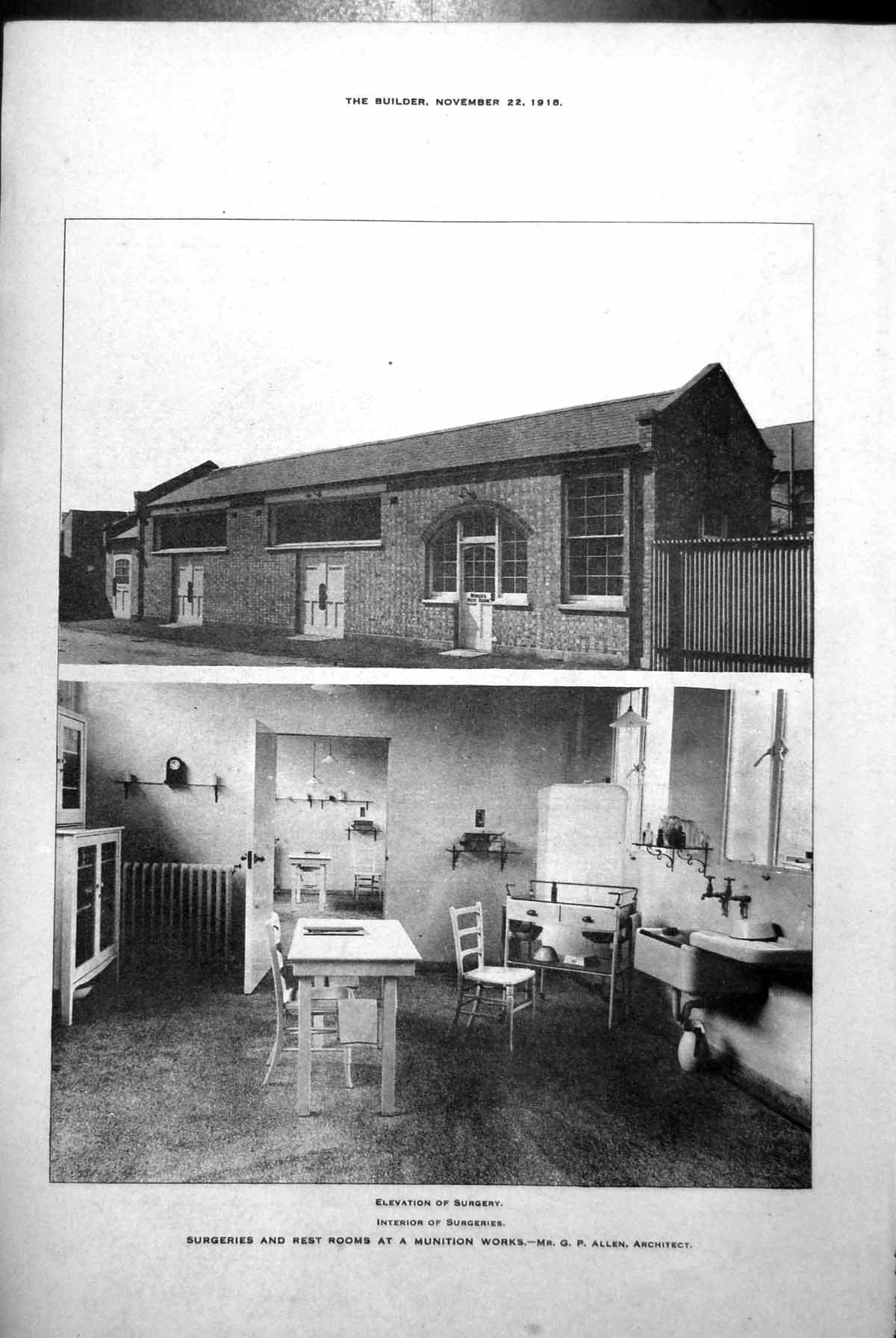 Old Vintage Print Surgeries Rest Rooms Munition Works Library Noyon 1918 20th