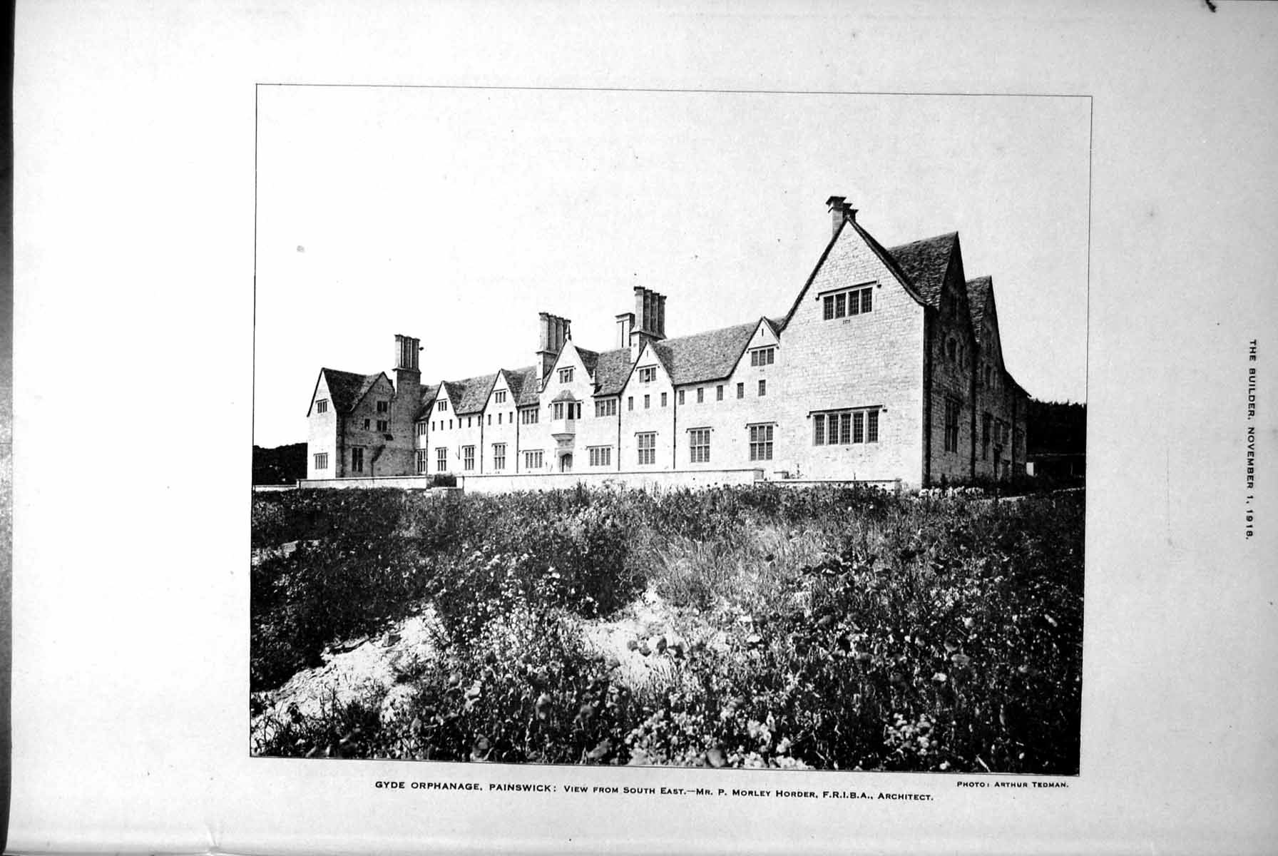 Antique Old Print Gyde Orphanage Painswickview From Se And Through Gate 1918