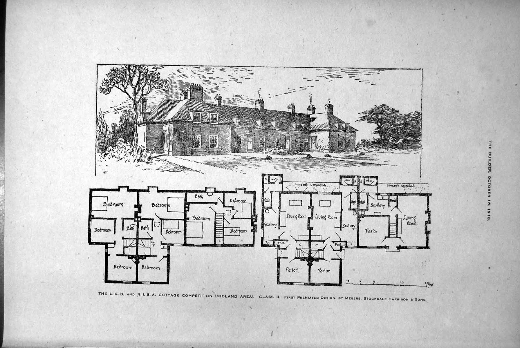 Antique Print Cottage Competition Midland Area Class A B Designs Plans 1918
