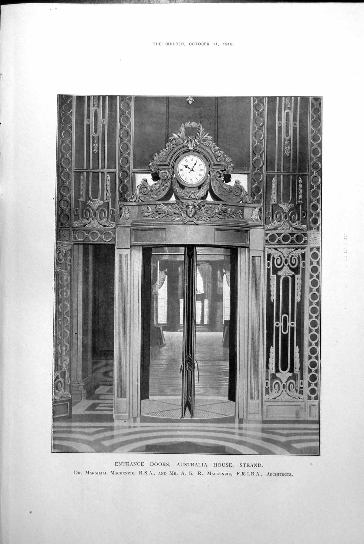 Antique Old Print Entrance Doors Australia House Edinburgh Picture House 1918
