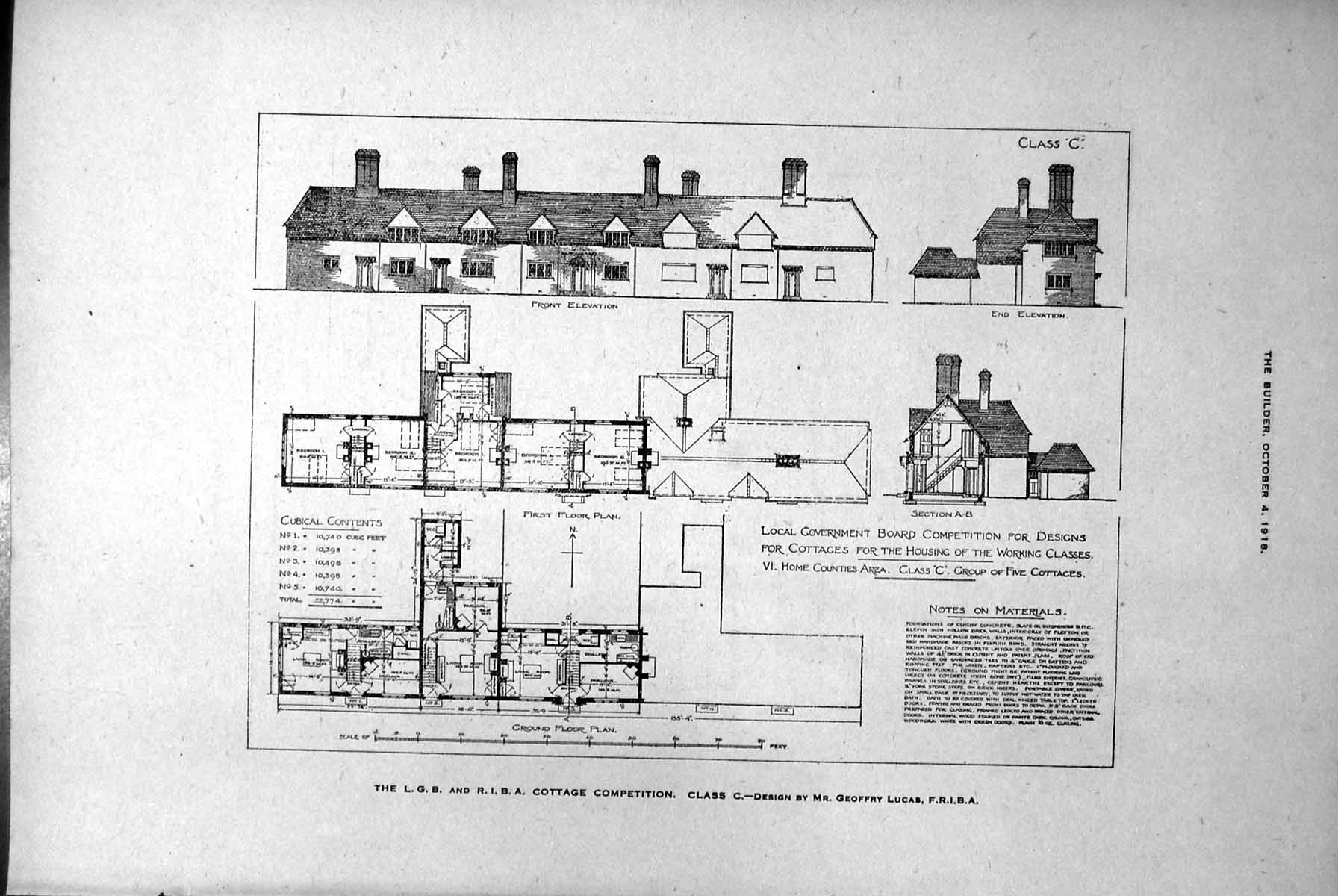 Old Print Cottage Competition Whitehead Office Block Proposed Plans 1918 20th