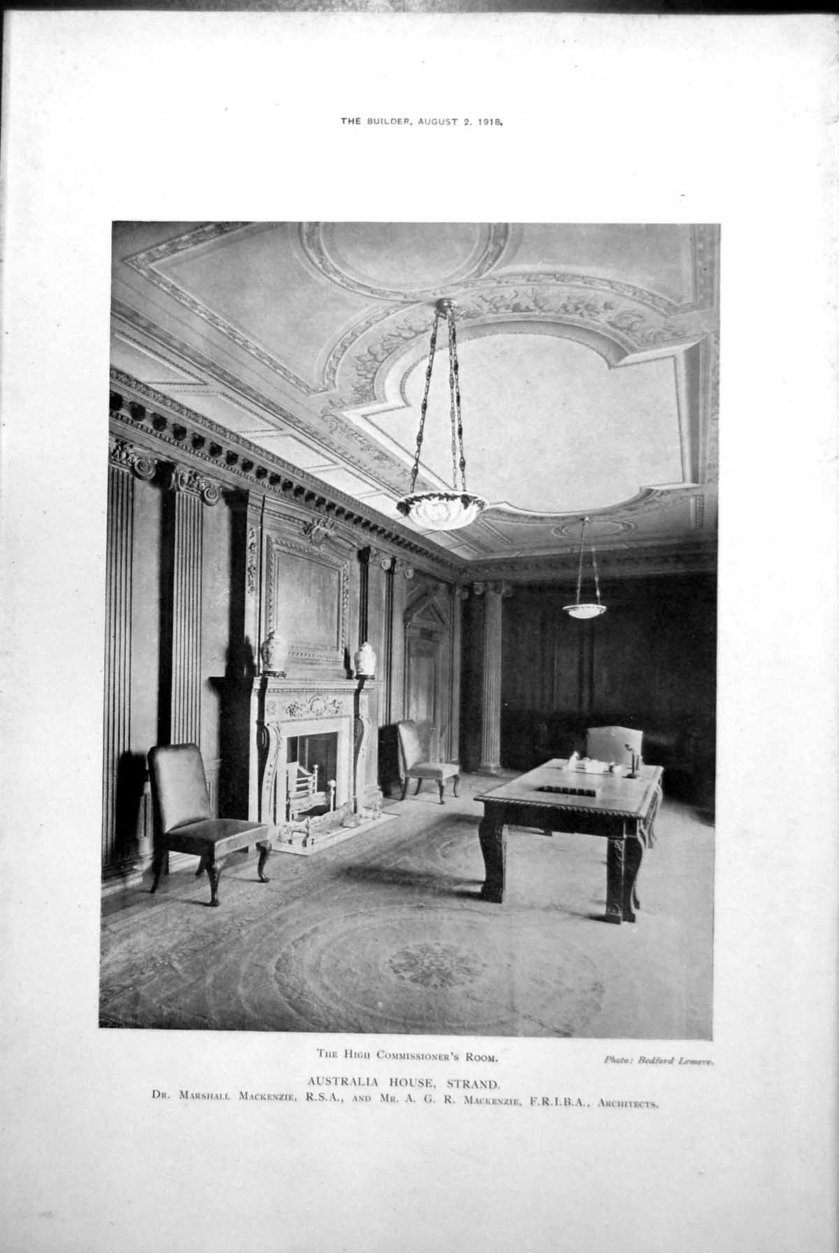 Antique Print Australia House Strand High Commissioner'S Room Entrance 1918
