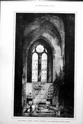 Antique Old Print War Memorial Chapel Liverpool Cathedral Stained Glass 1918