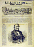 Original Old Antique Print 1858 Delangle Interior Minister Portrait French 19th