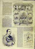 Original Old Antique Print 1858 Portrait Edouard-Renard Barbison Fete French