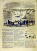 Original Old Antique Print 1858 Regatta Yachts Paris Parisienne French Victorian