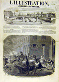 Original Old Antique Print 1858 Fire Cavalry Versailles Horses French France