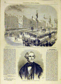 Original Old Antique Print 1858 Statue Napoleon Bordeaux Doctor-Morse French