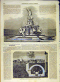 Original Old Antique Print 1858 Fountain Bordeaux Barthy Sebastopol Underground