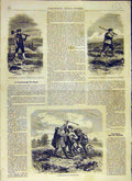 Original Old Antique Print 1858 Poacher Braconnier Rabbit Dogs Arrest French
