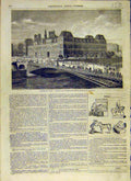 Original Old Antique Print 1858 Hotel De-Ville Paris France French Victorian