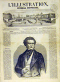 Original Old Antique Print 1858 Portrait Derby English Minister French Victorian