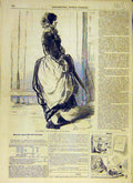 Original Old Antique Print 1858 Pretty-Lady Gavarni People Paris French 19th
