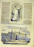 Old Antique Print 1858 Richardson Royal Yacht Grillon Prince Prussia Page 19th