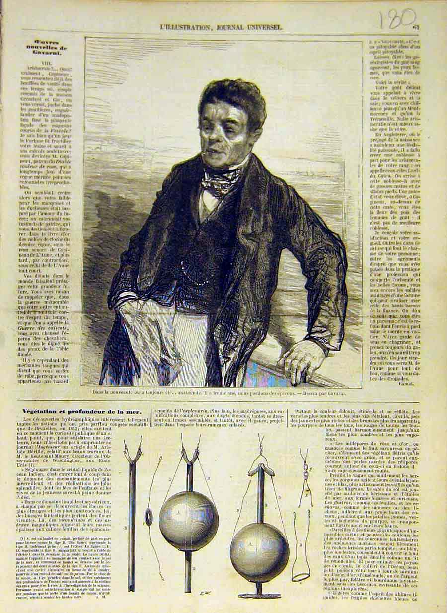 Original Old Antique Print 1858 Gavarin Aristocrat People French Sketch 19th