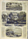 Original Old Antique Print 1858 Railway Burlington Train Pensylvania America