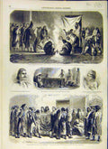 Original Old Antique Print 1858 Tehid Oude Funeral Hindu Priest French 19th