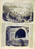 Original Old Antique Print 1858 Adjunta Temples India Adjmir Benares French