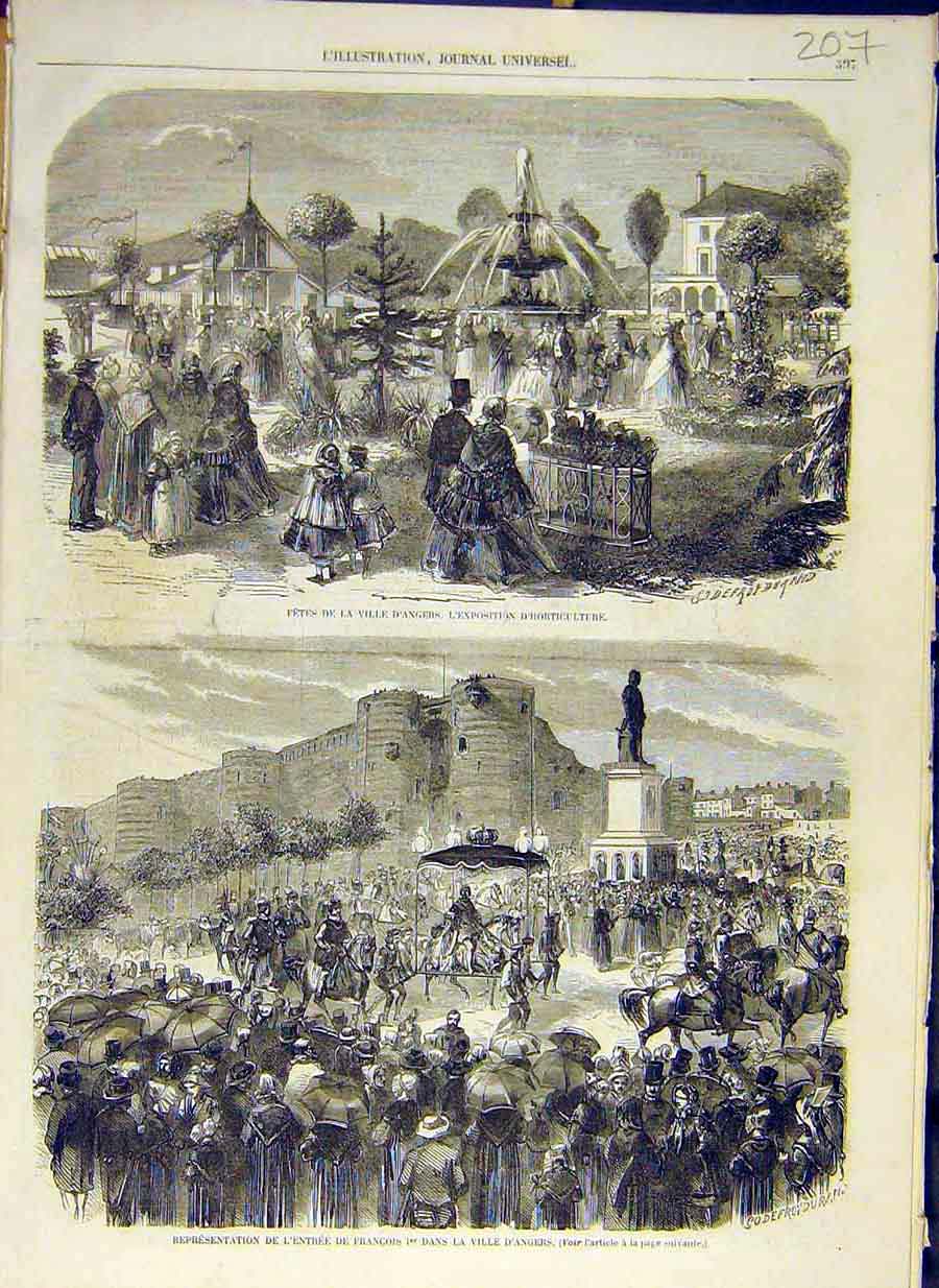 Original Old Antique Print 1858 Angers Horticulture Francis-I Garden French 19th