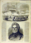 Original Old Antique Print 1858 Hippodrome Theatre India War Massimino Victorian