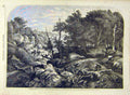 Original Old Antique Print 1858 Paris Country Forest Fountainebleau French 19th