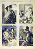 Original Old Antique Print 1858 Sketches Etrennes Damourette French Victorian