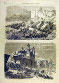 Original Old Antique Print Penitencier Guadalupe Notre-Dame Troops War