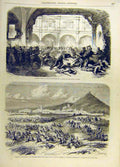 Original Old Antique Print Combat Battle Penitencier Atlesco Siers French