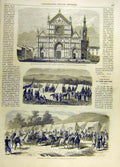 Original Old Antique Print Florence Church Building Toulon Spahis French