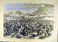 Original Old Antique Print Mexico Expedition Cavalry Alvares San-Andres