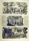 Original Old Antique Print Negroes Plantation Forest Kitchen People Places
