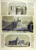 Original Old Antique Print Saint-Louis Chapel Building Donjon French