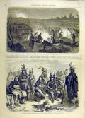 Original Old Antique Print United-States Fredericksburg Indian Federal Army
