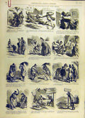 Original Old Antique Print Cham People Sketches Humour Comedy French