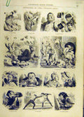 Original Old Antique Print Comedy Sketches Cartoon Humour Psychological Battle