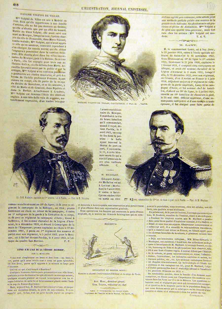 Original Old Antique Print Cantatrice Opera Villar Michelon Lamy French