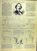 Original Old Antique Print Becker Violinist Music Violiin Train Wagon Sketches