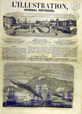 Original Old Antique Print 1863 Mexico French Navy Acapulco War Military 19th