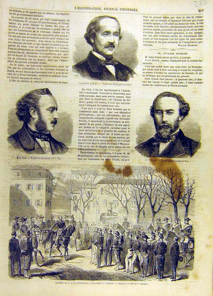 Original Old Antique Print Prince Broglie Simon Feuiliet Canrobert Toulon