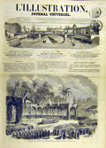 Original Old Antique Print Fete Queen Spain Saigon Celebration French