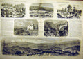 Original Old Antique Print Santa-Fe Mexico War Military Puebla Bertier