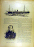 Original Old Antique Print 1895 Gascogne Ship Captain- Baudelon Portrait 19th